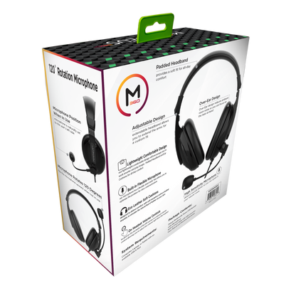 Back angled view of the Morpheus 360 Model HS3500SU Deluxe Multimedia Headset with Boom Microphone Retail Package