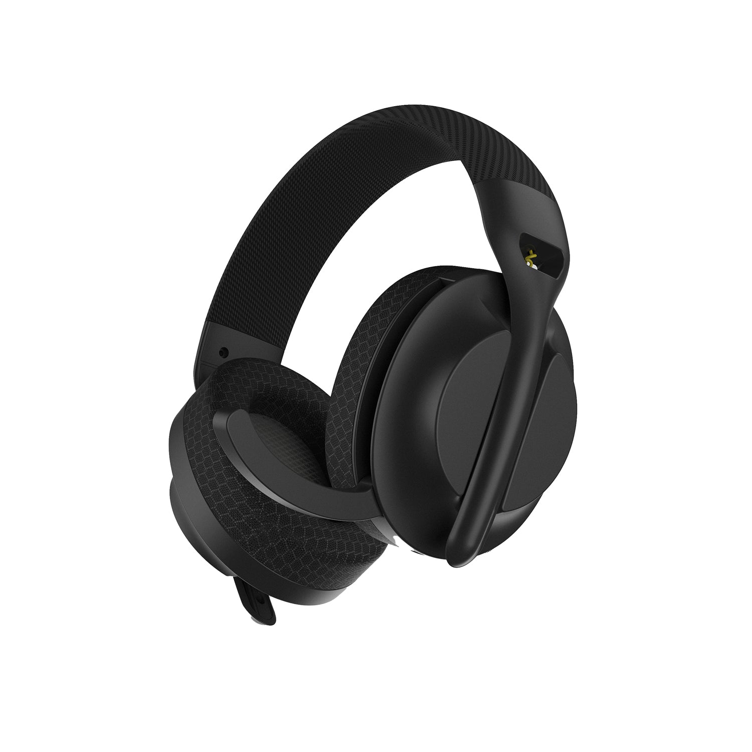 M360 Tri-Mode Gaming Headset In Black with Microphone Down Tilted Back View