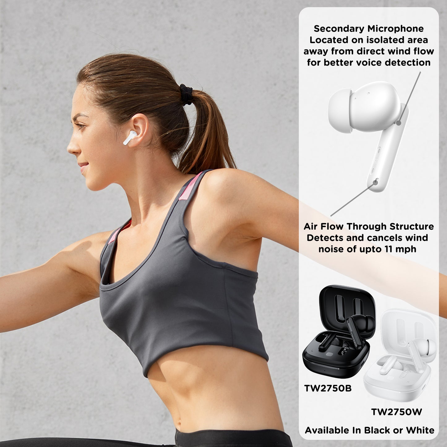 Morpheus 360 Nemesis ANC Wireless Noise Cancelling Headphones - Active Noise Cancelling Bluetooth Earbuds – 4 Microphones - 30H Playtime – 10mm Drivers - TW2750B