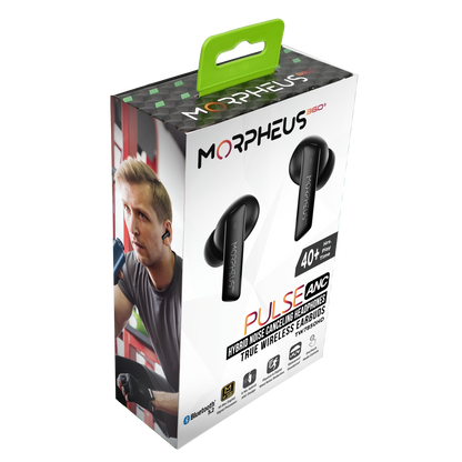 Front View Photo of Morpheus 360 Pulse ANC Hybrid ANC True Wireless Earbuds  retail package