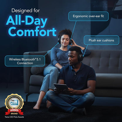 Morpheus 360 Synergy HD Active Noise Cancelling Wireless Headphones, Bluetooth Headset with Mic, 50H Playtime, Deep Bass, Travel Case, HP9550HD