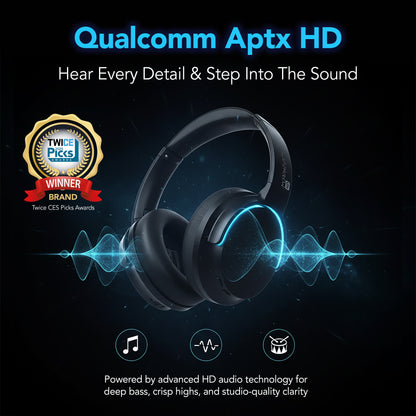 Morpheus 360 Synergy HD Active Noise Cancelling Wireless Headphones, Bluetooth Headset with Mic, 50H Playtime, Deep Bass, Travel Case, HP9550HD