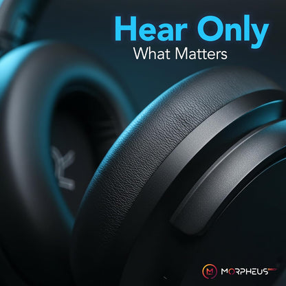 Morpheus 360 Synergy HD Active Noise Cancelling Wireless Headphones, Bluetooth Headset with Mic, 50H Playtime, Deep Bass, Travel Case, HP9550HD