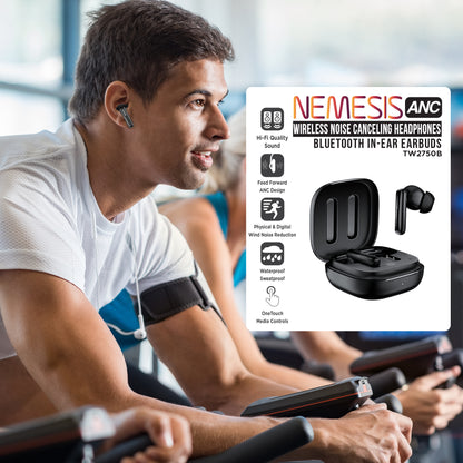 Morpheus360 Nemesis ANC Wireless Noise Cancelling Headphones - Active Noise Cancelling Bluetooth Earbuds – 4 Microphones - 30H Playtime – 10mm Graphene Dynamic Drivers Magnetic Charging Case - TW2750B