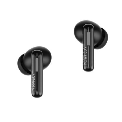 Photo of Morpheus 360 Nemesis ANC True Wireless Earbuds, black left and right stick earbuds