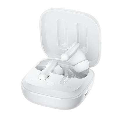 Photo of Morpheus 360 Nemesis ANC True Wireless Earbuds, white left and right stick earbuds with white charging case