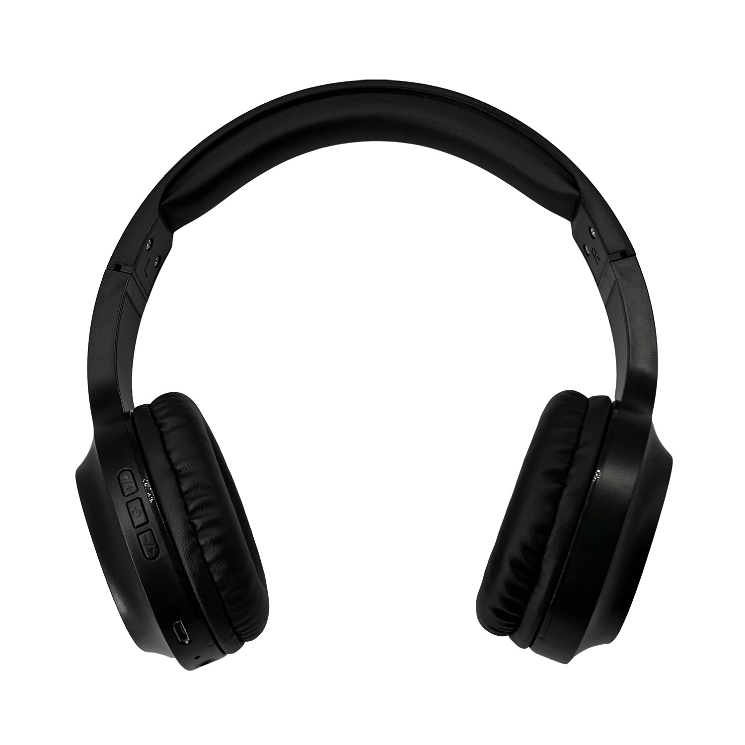 Photo of Morpheus 360 Tremors Wireless on-ear Headphones - Black, front view displays Power on/off button, Volume up/down, and track forward/backward buttons.
