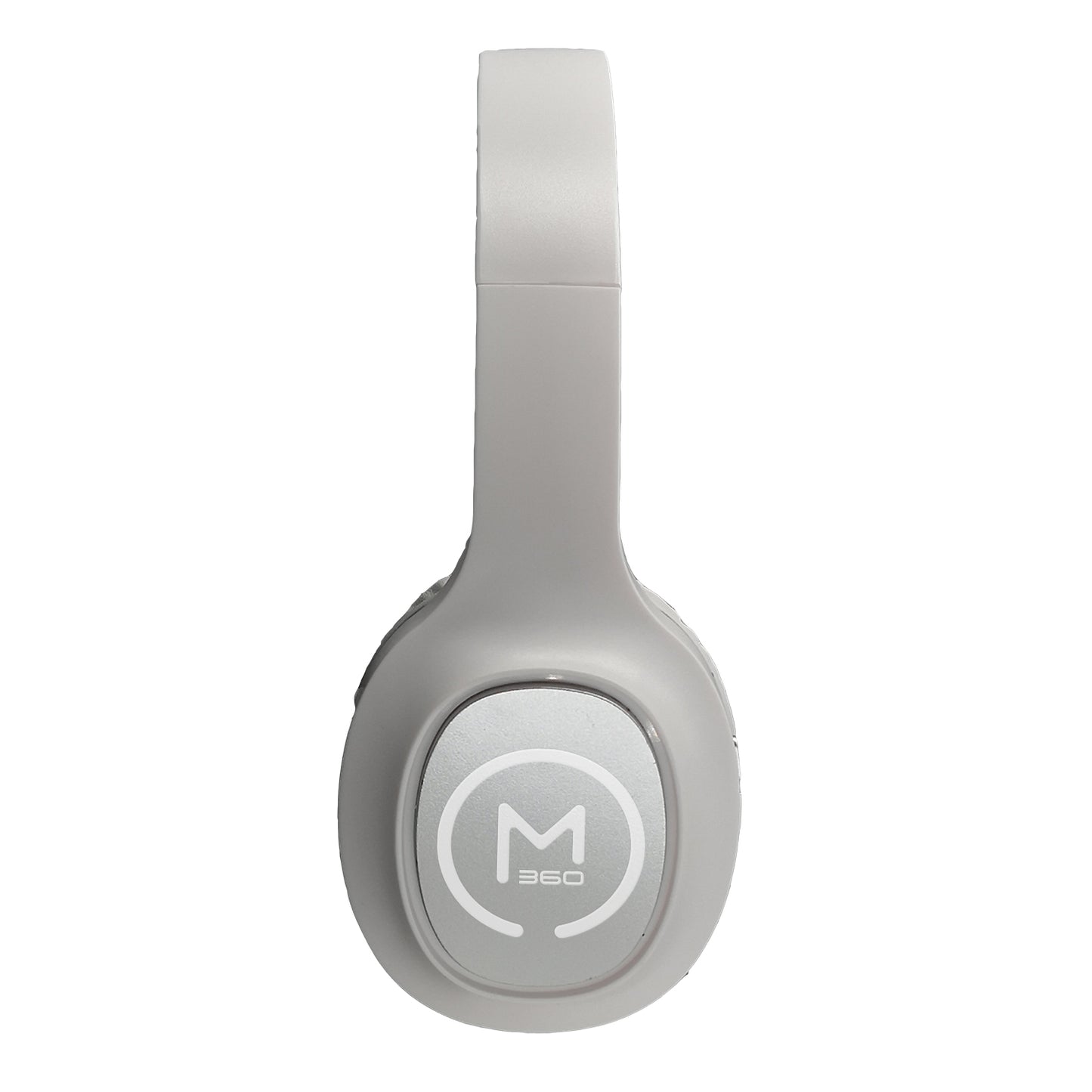 Photo of Morpheus 360 Tremors Wireless on-ear Headphones – White with Silver accents, side view.